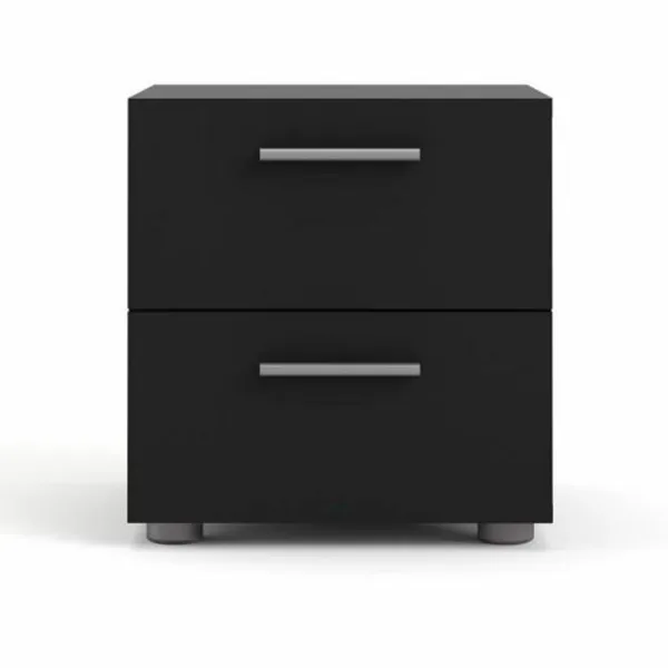 TVILUM Pepe nattduksbord, 2 lådor - svart folie och plast (40x40,25)