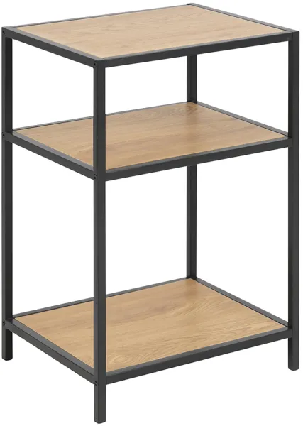 ACT NORDIC Seaford nattduksbord - natur/svart pappersek/metall, 2 hyllor